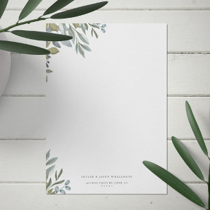 Minimal Leaf Watercolor Sage Greenery & Foliage