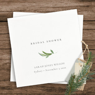 Minimal Leafy Foliage Greenery Bridal Shower Napkin