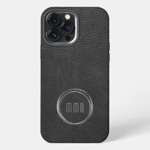 Minimal Leather Look Silver Rings  iPhone 13 Pro Max Case