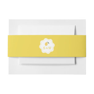 Minimal Lemon Amalfi Coast Monogram Wedding Invitation Belly Band