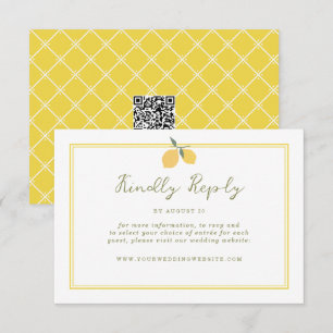 Minimal Lemon Amalfi Coast QR Code Wedding RSVP Enclosure Card