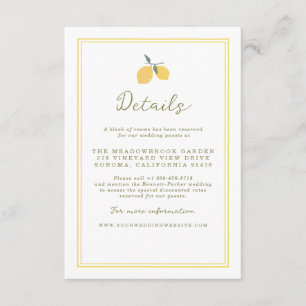 Minimal Lemon Amalfi Coast Wedding Details Card