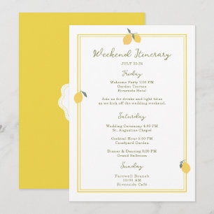 Minimal Lemon Amalfi Coast Wedding Itinerary Card