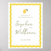 Minimal Lemon Amalfi Coast Wedding Welcome Sign