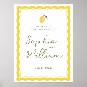 Minimal Lemon Amalfi Coast Wedding Welcome Sign