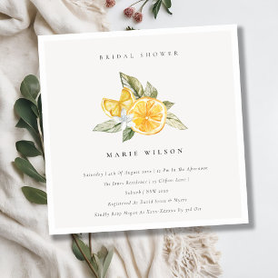 Minimal Lemon Boho Botanical Bridal Shower Invite