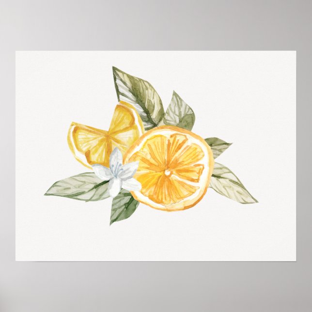 Minimal Lemon Botanical Boho Fauna  Poster (Front)