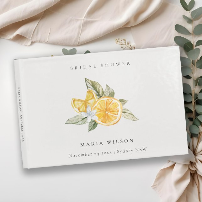 Minimal Lemon Botanical Boho Foliage Bridal Shower Guest Book (Creator Uploaded)