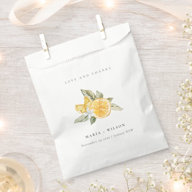 Minimal Lemon Botanical Boho Love Thanks Wedding Favour Bags (Clipped)