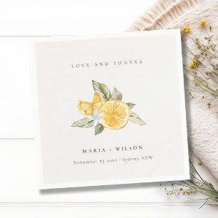Minimal Lemon Botanical Boho Love Thanks Wedding Napkin