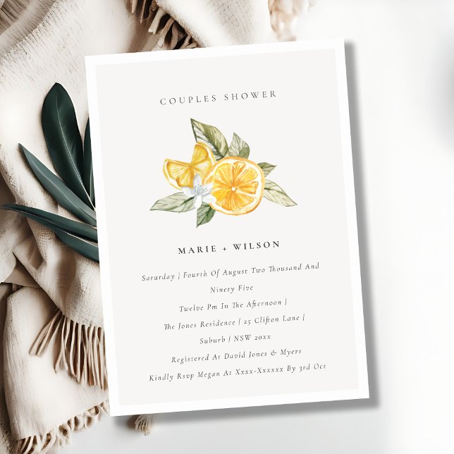 Minimal Lemon Botanical Couples Shower Invite (Creator Uploaded)