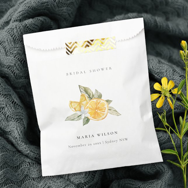 Minimal Lemon Botanical Leafy Boho Bridal Shower Favour Bags (Creator Uploaded)