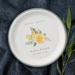 Minimal Lemon Botanical Leafy Boho Bridal Shower Paper Plate<br><div class="desc">If you need any further customisation please feel free to message me on yellowfebstudio@gmail.com.</div>