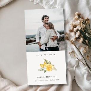 Minimal Lemon Botanical Photo Save The Date Card