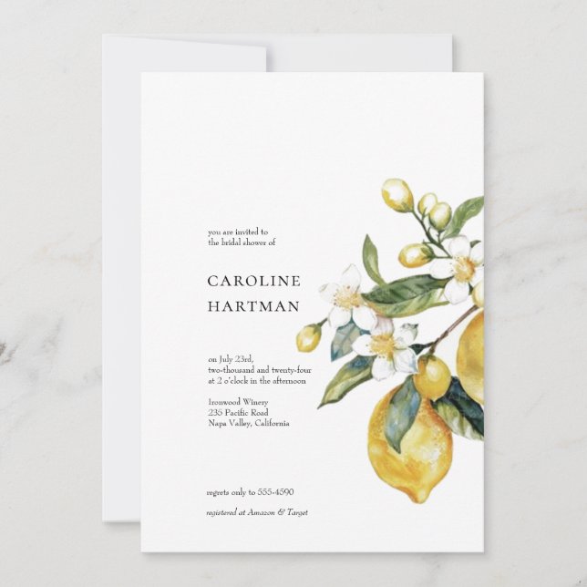 Minimal Lemon Bridal Shower Invite (Front)