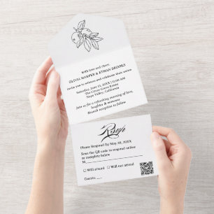Minimal Lemon Citrus Summer Brunch Wedding All In One Invitation