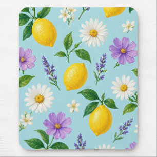 Minimal Lemon Floral Mouse Pad