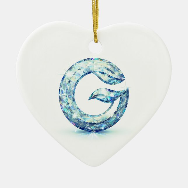 Minimal Letter G Button | Modern Initial Badge  Ceramic Tree Decoration (Front)