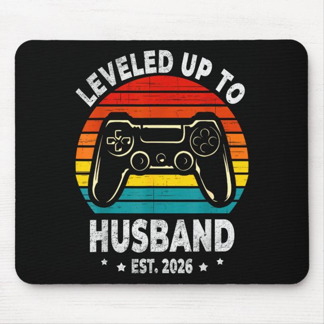 Minimal Leveled Up Husband Est 2026 Mouse Pad (Front)