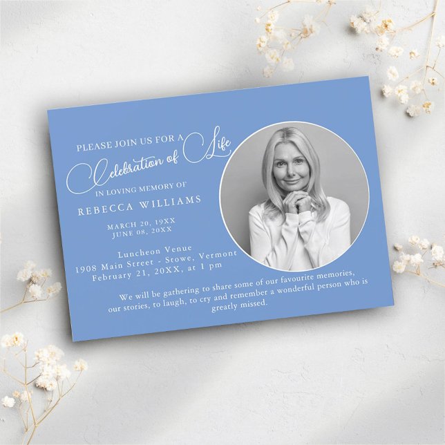 Minimal light Blue Celebration of Life Invitation (Creator Uploaded)