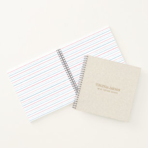 Minimal light cream linen texture print notebook