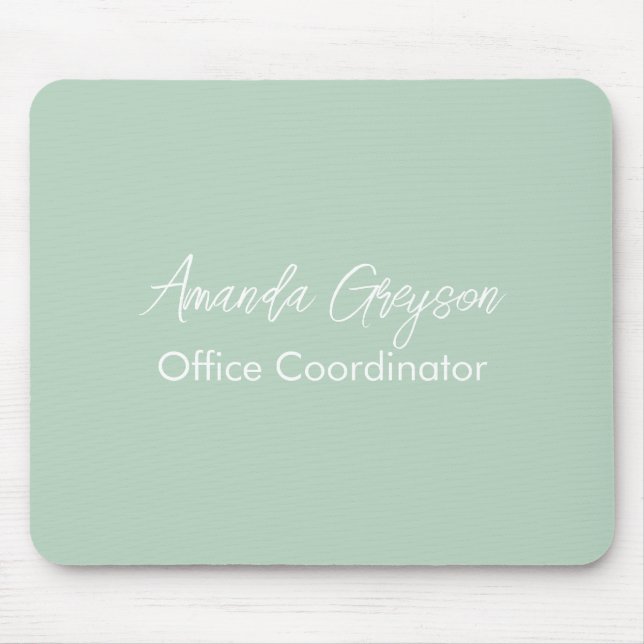 Minimal Light Green Monogrammed Mouse Pad (Front)