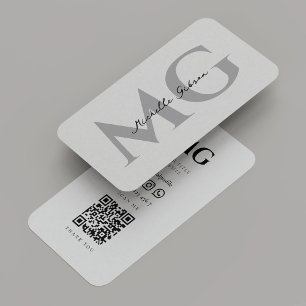 Minimal Light Grey Professional Initials Modern Business Card