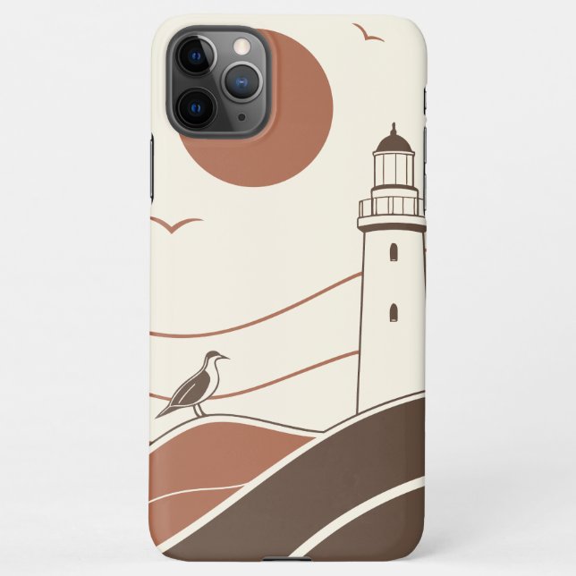 Minimal Lighthouse Coastal Illustration Phone Case (Back)