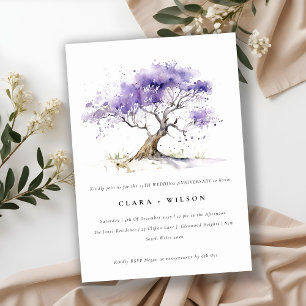 Minimal Lilac Jacaranda Tree Wedding Anniversary Invitation