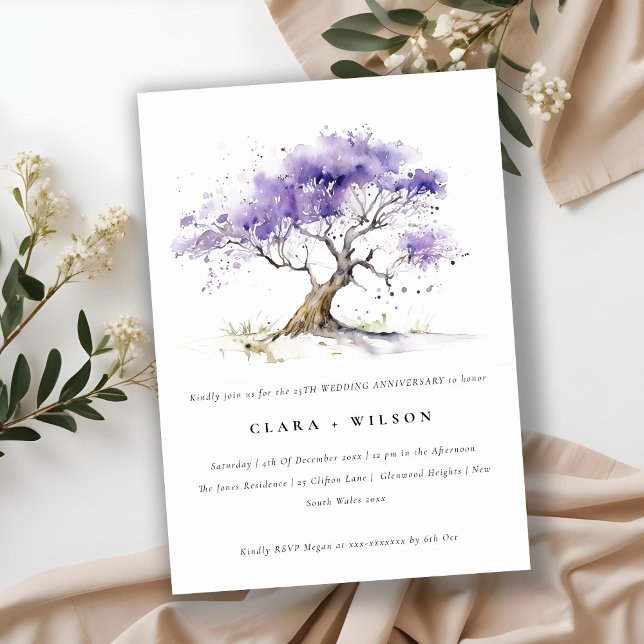 Minimal Lilac Jacaranda Tree Wedding Anniversary Invitation (Creator Uploaded)