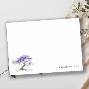Minimal Lilac Watercolor Jacaranda Tree Wedding Card