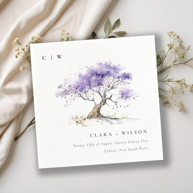 Minimal Lilac Watercolor Jacaranda Tree Wedding Napkin (Creator Uploaded)