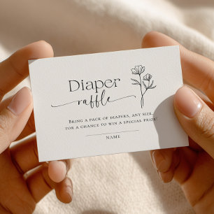 Minimal Line Art Baby Shower Diaper Raffle Enclosure Card