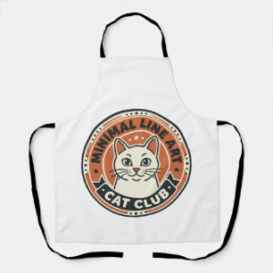 Minimal Line Art Cat Cat Lover Gift - Minimal Line Apron