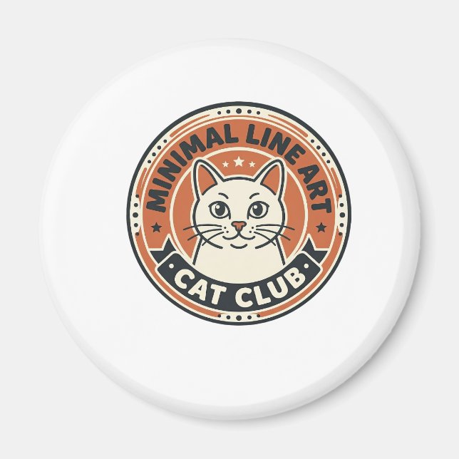 Minimal Line Art Cat Cat Lover Gift - Minimal Line Magnet (Front)