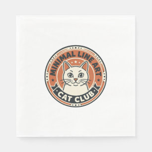 Minimal Line Art Cat Cat Lover Gift - Minimal Line Napkin