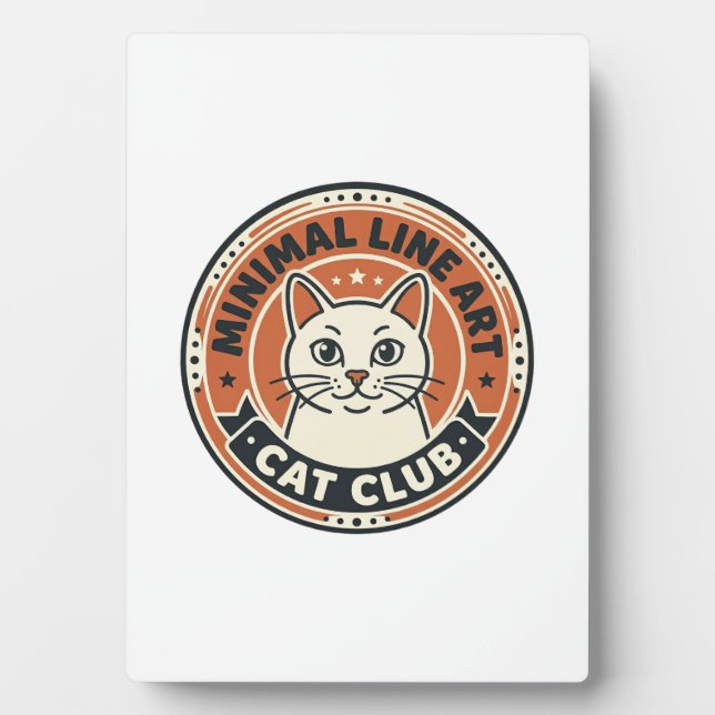 Minimal Line Art Cat Cat Lover Gift - Minimal Line Plaque (Front)