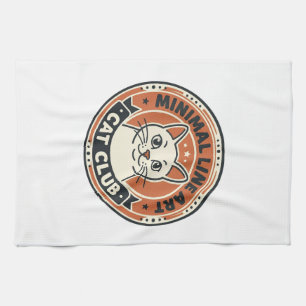 Minimal Line Art Cat Cat Lover Gift - Minimal Line Tea Towel