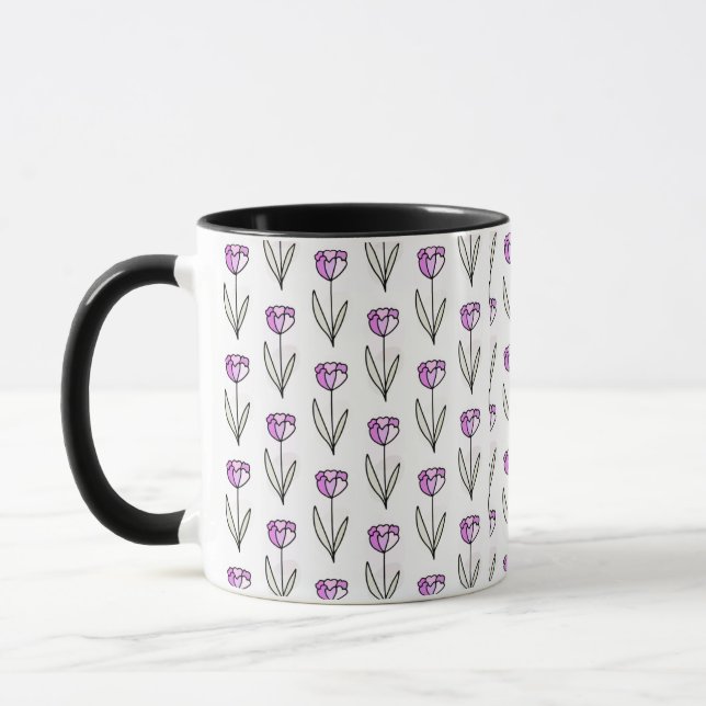 Minimal Line Art Floral Coffee Cup (Left)