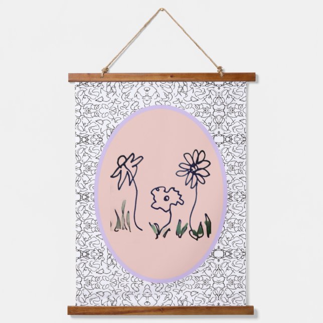 Minimal Line Art Flowers - Hanging Tapestry (Front)