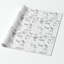 Minimal Line Art Graduation Wrapping Paper