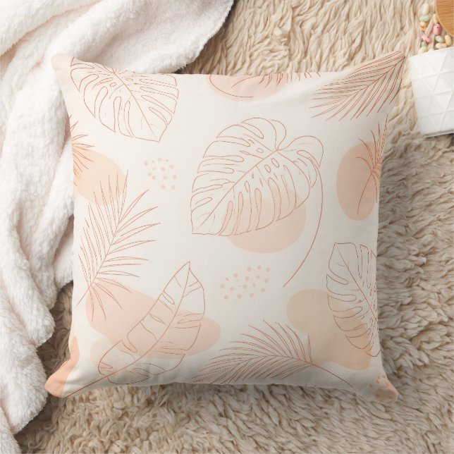Minimal Line Art Tropical Leaves Cushion (Blanket)