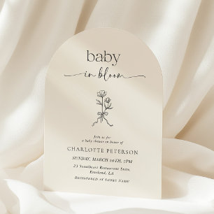 Minimal Line Art Wildflower Baby Shower Invitation