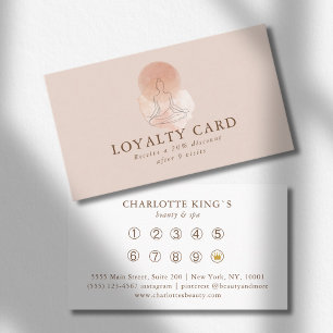 Minimal Line Art Woman Meditation Salon Loyalty Business Card
