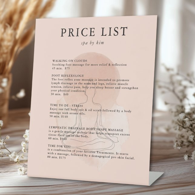 Minimal Line Art Woman Meditation Salon Price List Pedestal Sign (Minimal Line Art Woman Meditation Salon Price List Pedestal Sign)