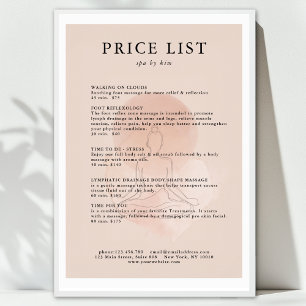 Minimal Line Art Woman Meditation Salon Price List Poster