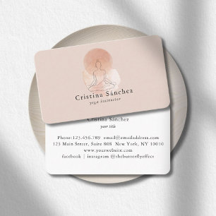 Minimal Line Art Woman Yoga Reiki Meditation Business Card
