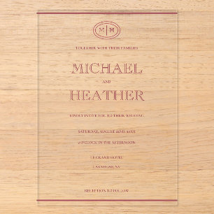 Minimal Line Border Wedding Invitation