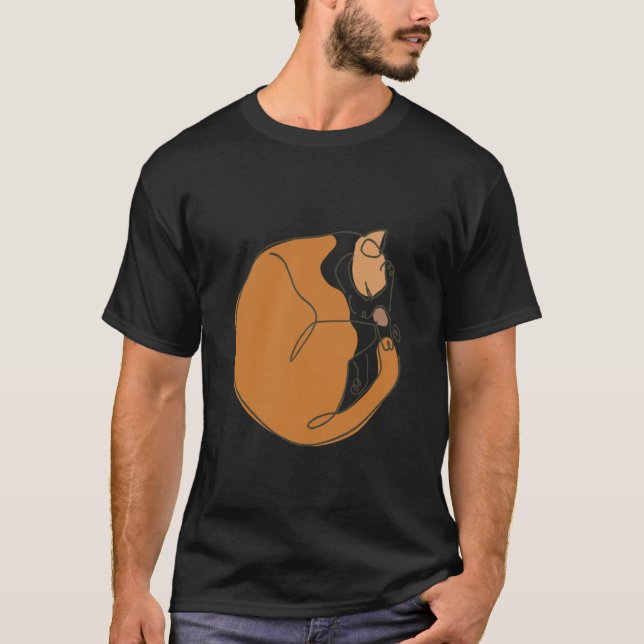 Minimal Line Cat Sleep T-Shirt (Front)