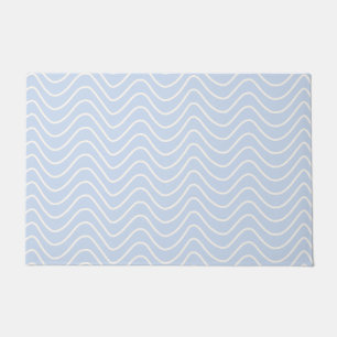 Minimal Line Chevron Pattern Coastal Light Blue Doormat